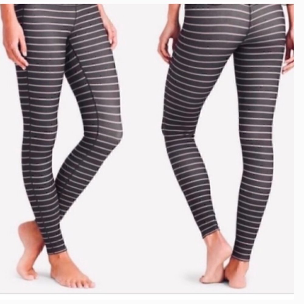 Athleta Chatarunga Brown Stripe Leggings Athletic ~ Size SP